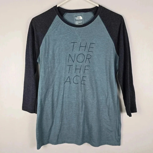 NWOT The North Face 3/4 Length Sleeve Two Tone Cotton Blend T-Shirt Size M - Picture 1 of 6